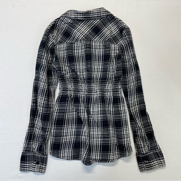 Epic Threads Plaid Button Down Shirt black white girls Size Medium 7 - Picture 3 of 5